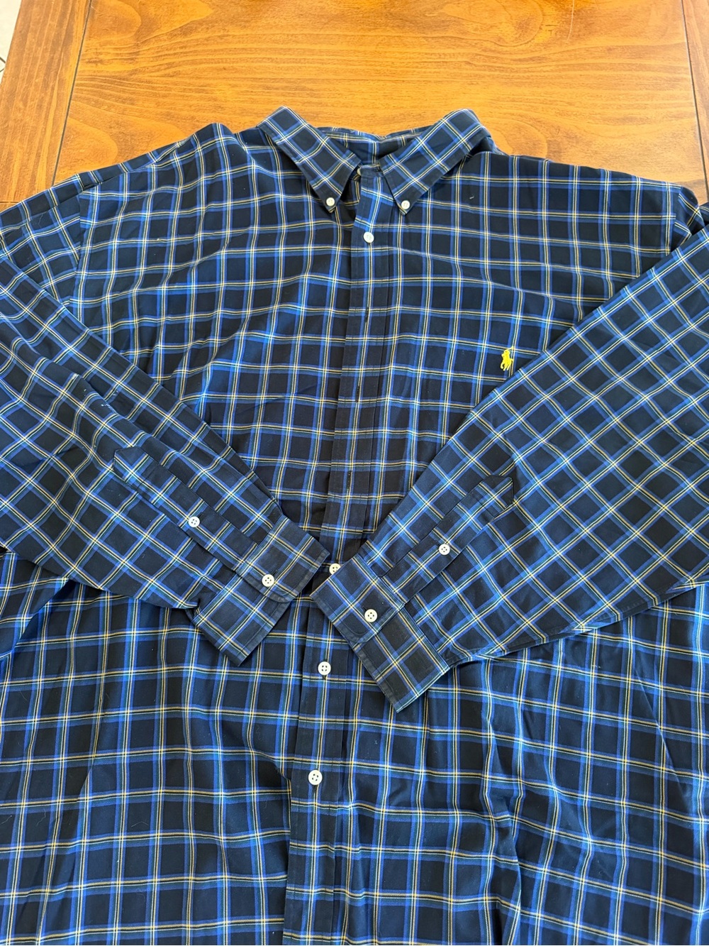 Ralph Lauren Blake Mens 4LT Tall Blue Black Plaid Button Down Shirt 100 Cotton